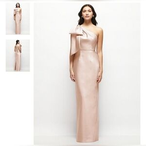 ​NWT Alfred Sung Bridesmaid Dress D861 | Ballet Pink One Shoulder Bow Gown | Siz